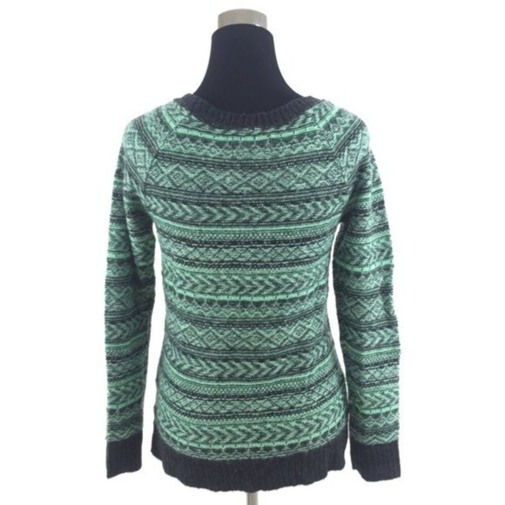 Vintage NWT American Eagle Outfitters Fair Isle Crew Neck Mint Green & Gray Cozy - Picture 4 of 7